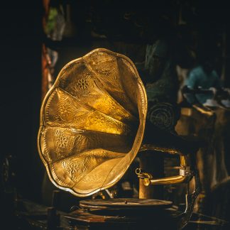 Gramophone with Brass Horn