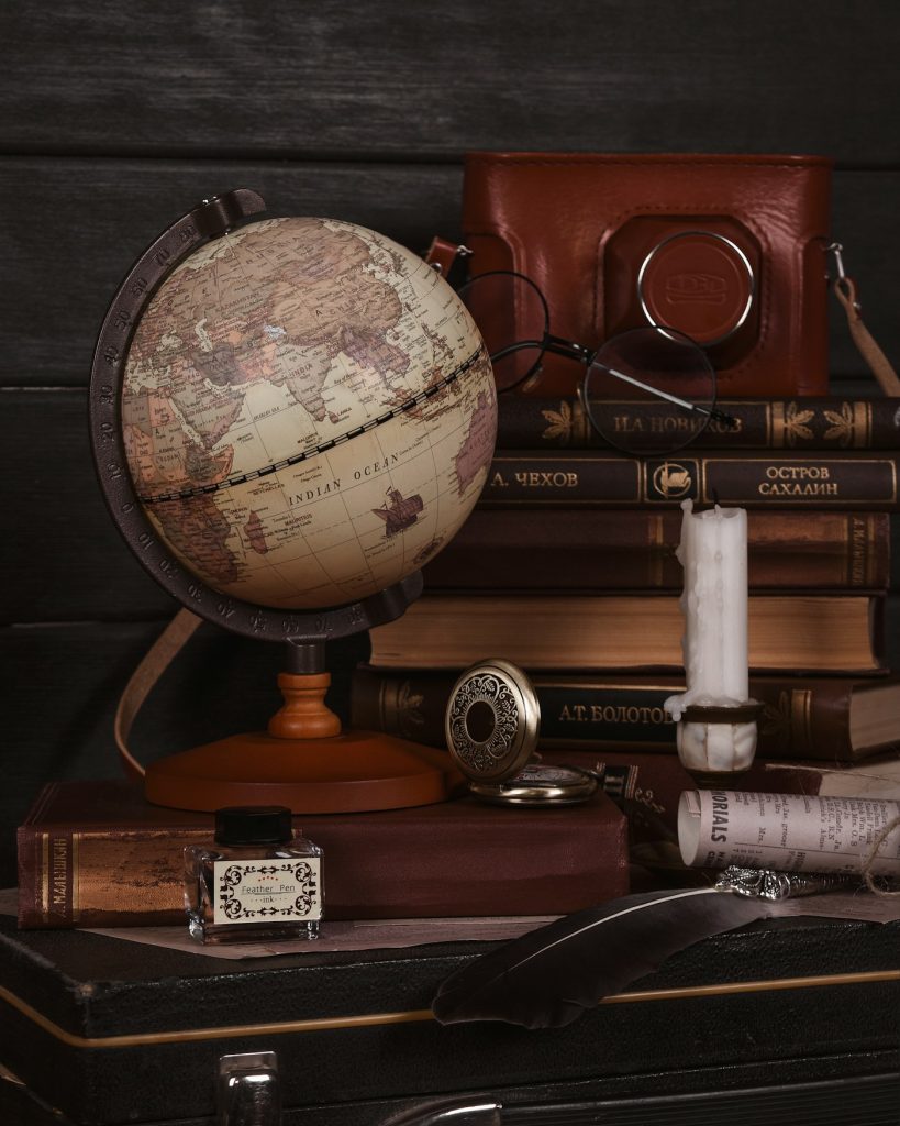Desk globe on a wooden stand