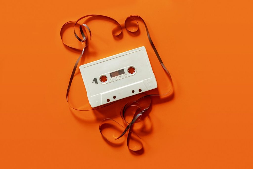 Portable cassette player and headphones