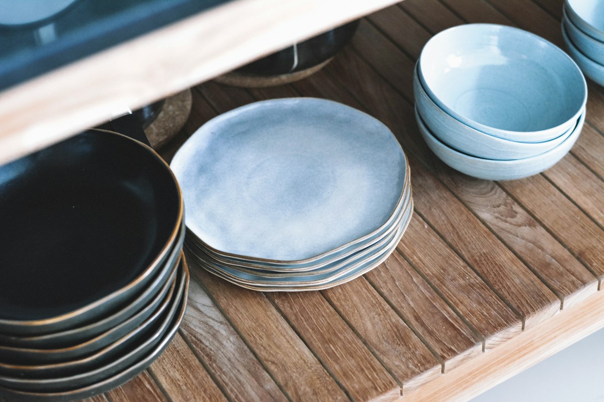 Glazed stoneware table setting
