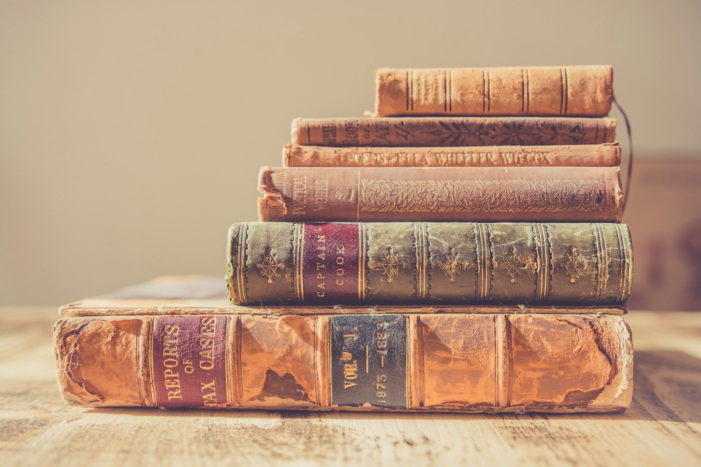 Collection of worn bound books