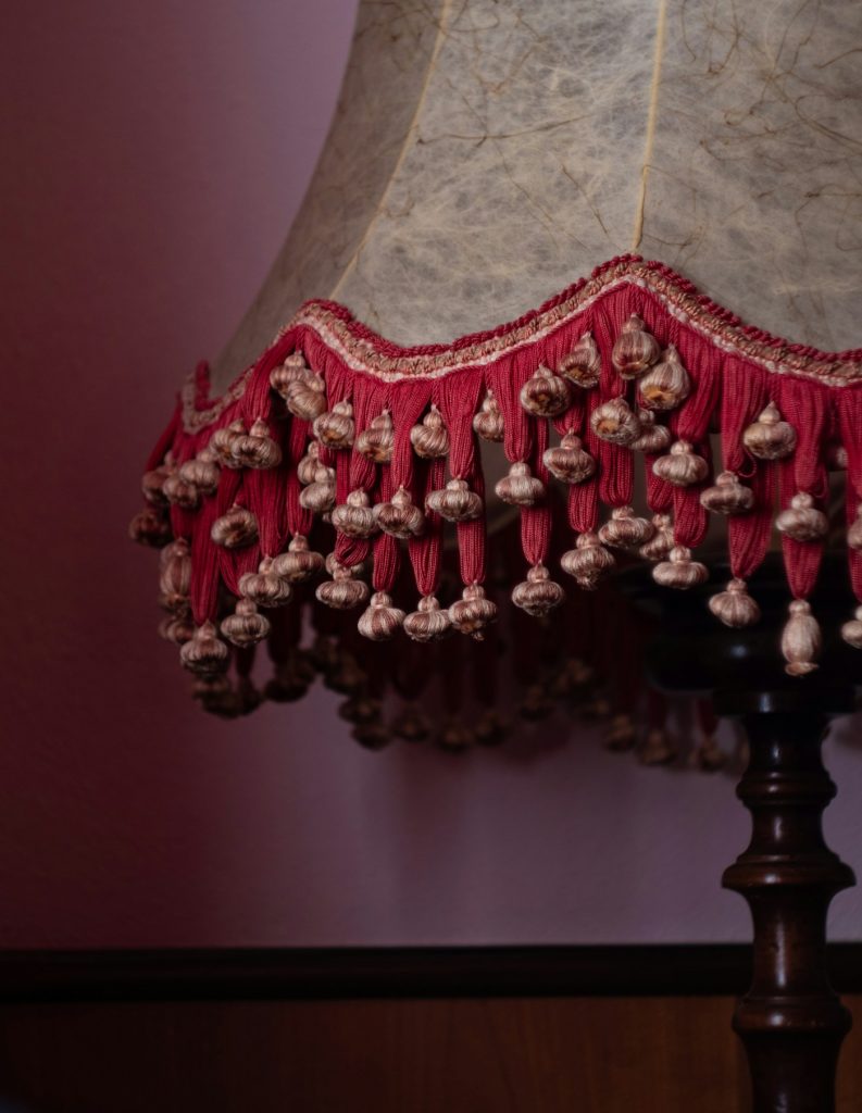 Fringed table lamp