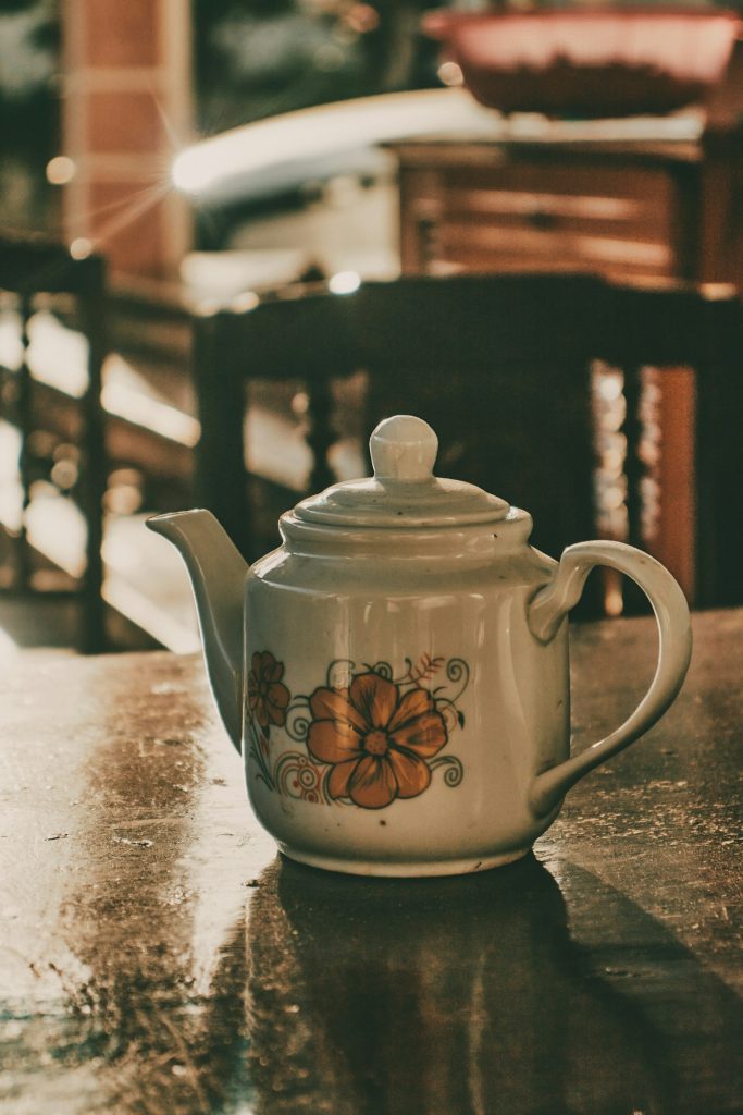 Decorated ceramic teapot