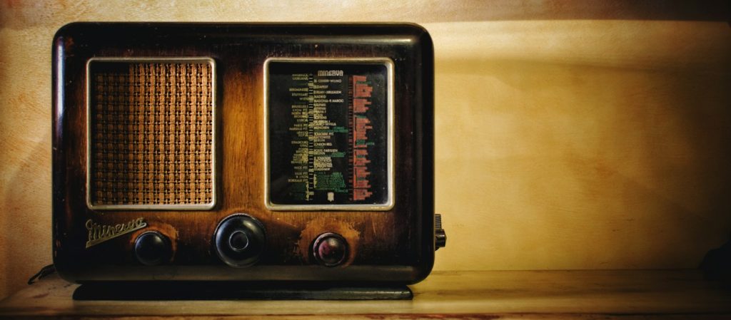 Wooden table radio with tuning dial